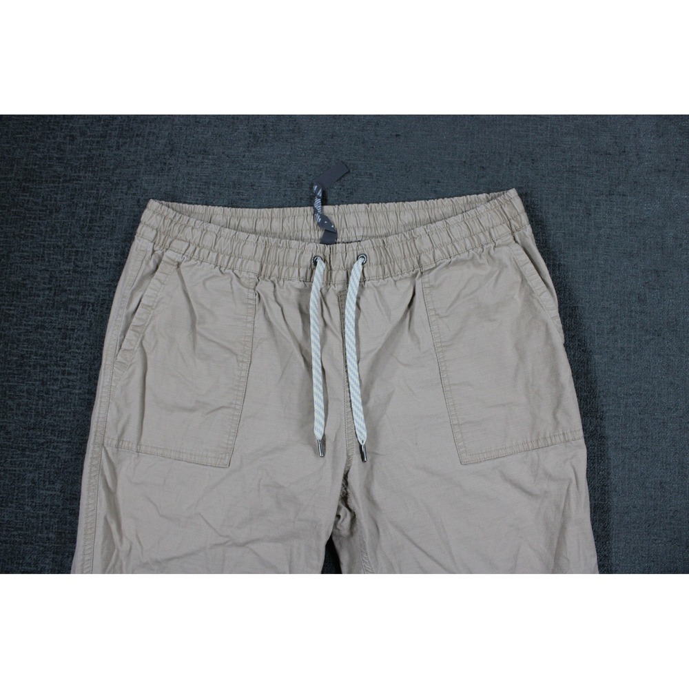 Vuori Ripstop Climber Pants Mens Large Khaki Tan Organic Cotton Stretch Raw Hem